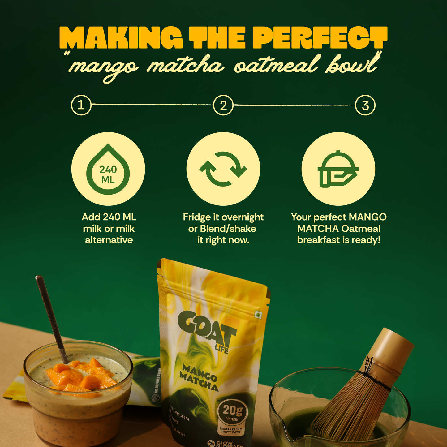 MANGO MATCHA HIGH PROTEIN OATS ( PACK OF 5 )