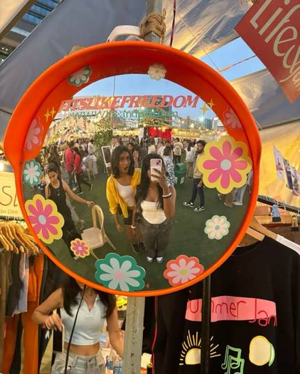 Colourful photo booth mirror